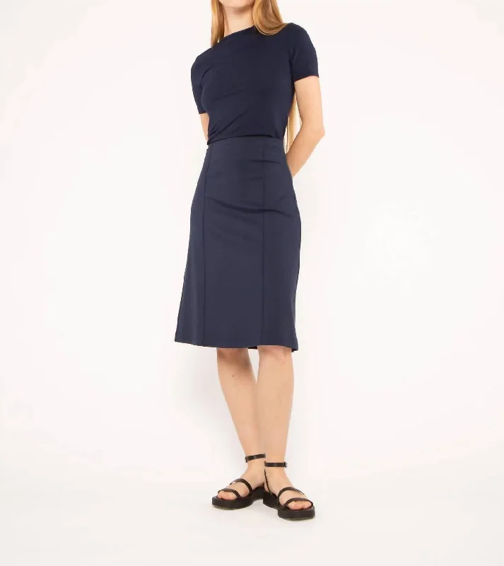 olive hardy skirts -Ponte Knit A-Line Skirt In Navy