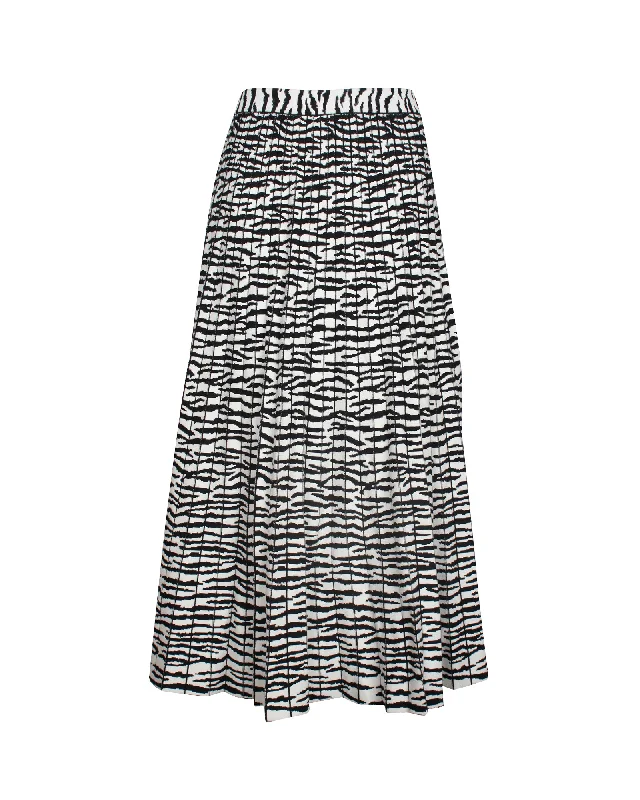 eco-soft skirts -Proenza Schouler Pleated Zebra Midi Skirt in Animal Print Viscose