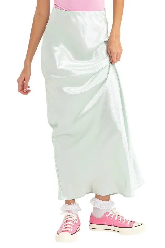 plus calm skirts -Satin Maxi Skirt In Mint