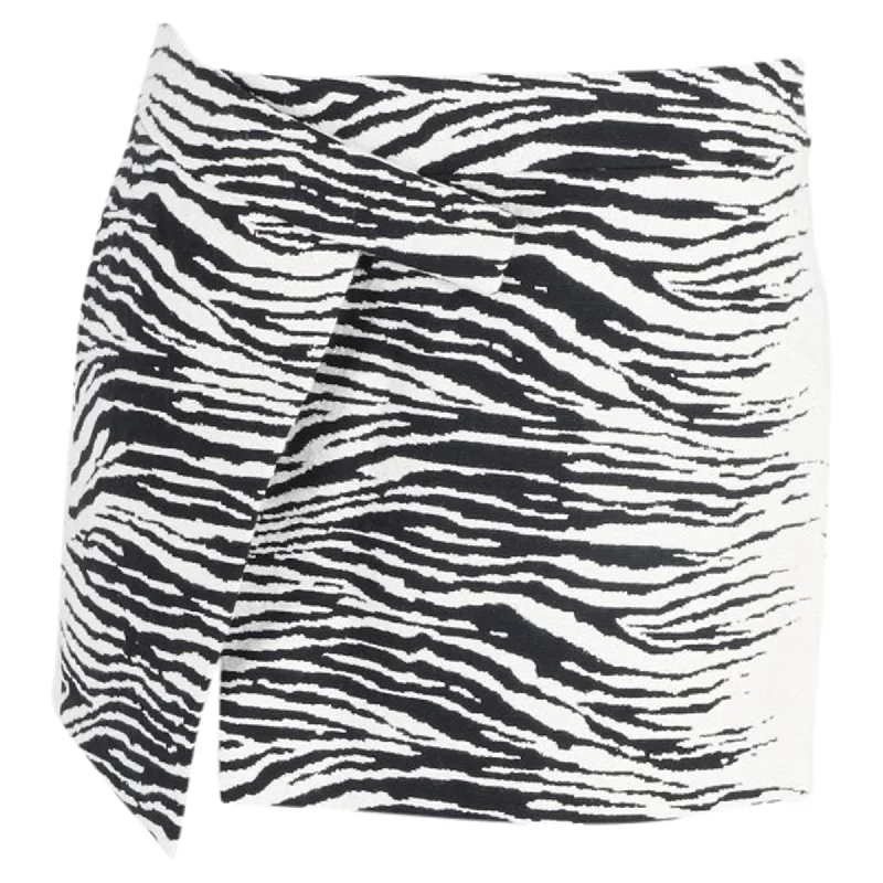 edge cozy skirts -The Attico Cloe Jacquard Zebra Print Mini Skirt in White Viscose