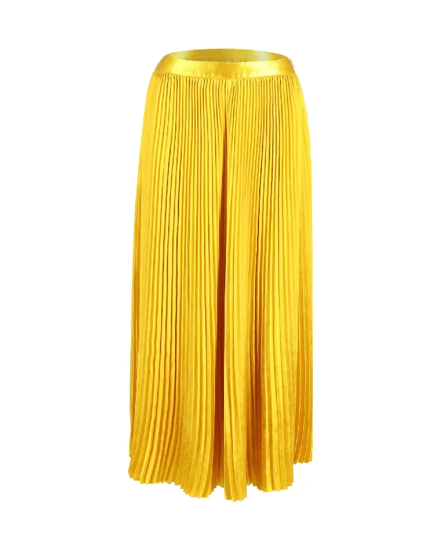 slim calm skirts -Ulla Johnson Rami Pleated Midi Skirt in Yellow Gold Polyester