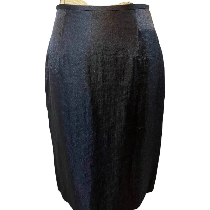 ombre cozy skirts -Washed Metallic Pencil Skirt In Black