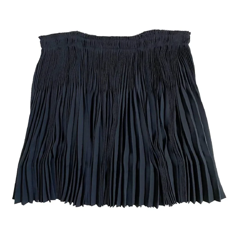 iron fit skirts -Women's Pleated Above Knee Flounce Skirt In Blue