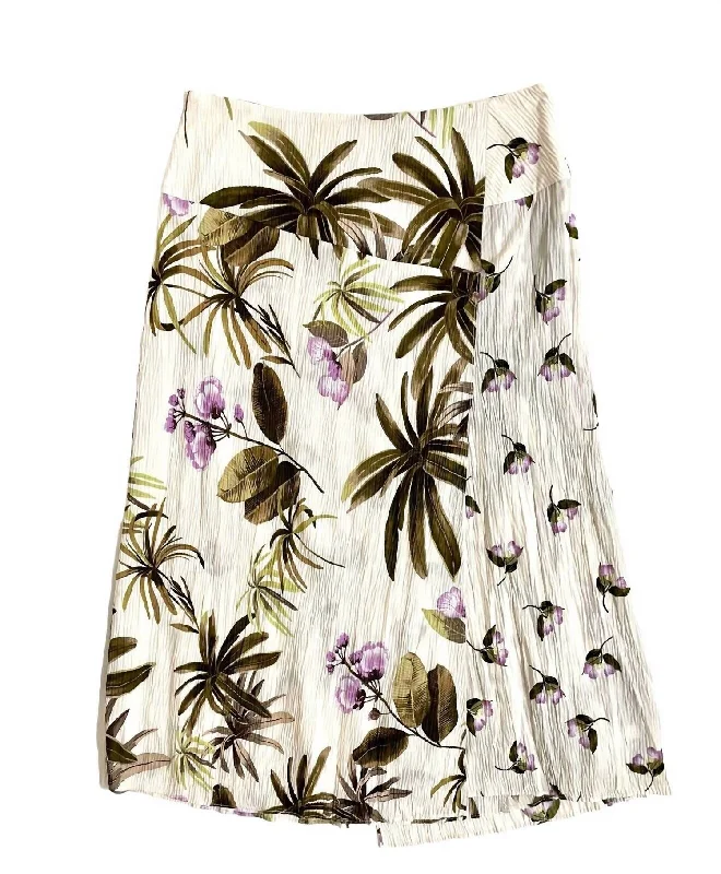 infant rest skirts -Women's Tropical Garden Flower Palm Trees Midi Skirt In Multicolor