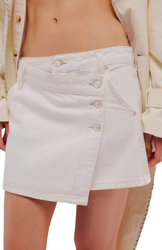 short cozy skirts -Wynne Denim Skirt In Bright White