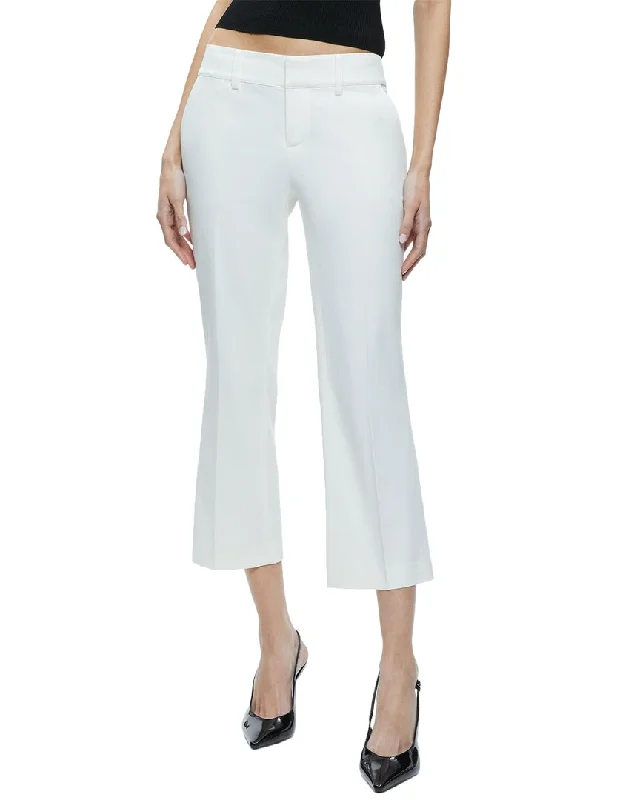 silver bold pants -alice + olivia Janis Low-Rise Cropped Flare Pant