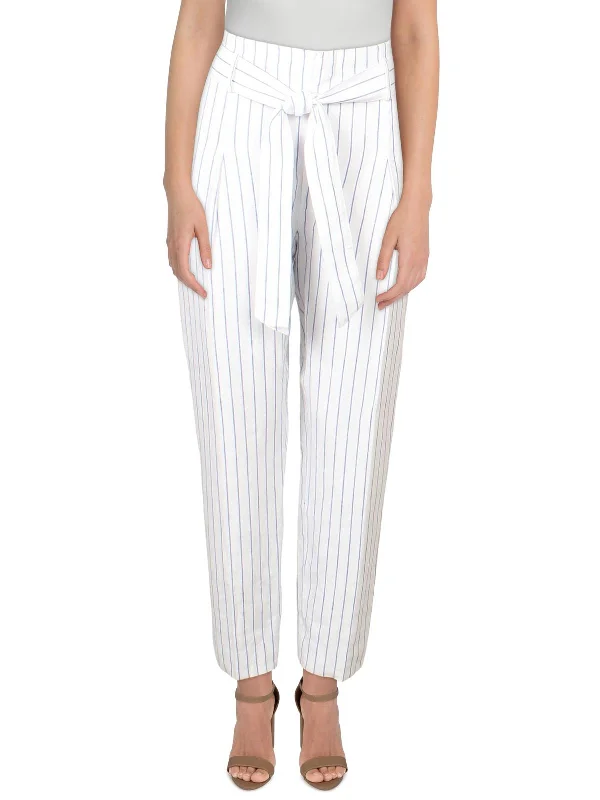 soft curve pants -Cadby Womens Linen Striped Straight Leg Pants