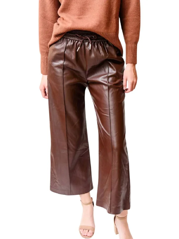 gunmetal pants -Faux Leather Pants In Chocolate