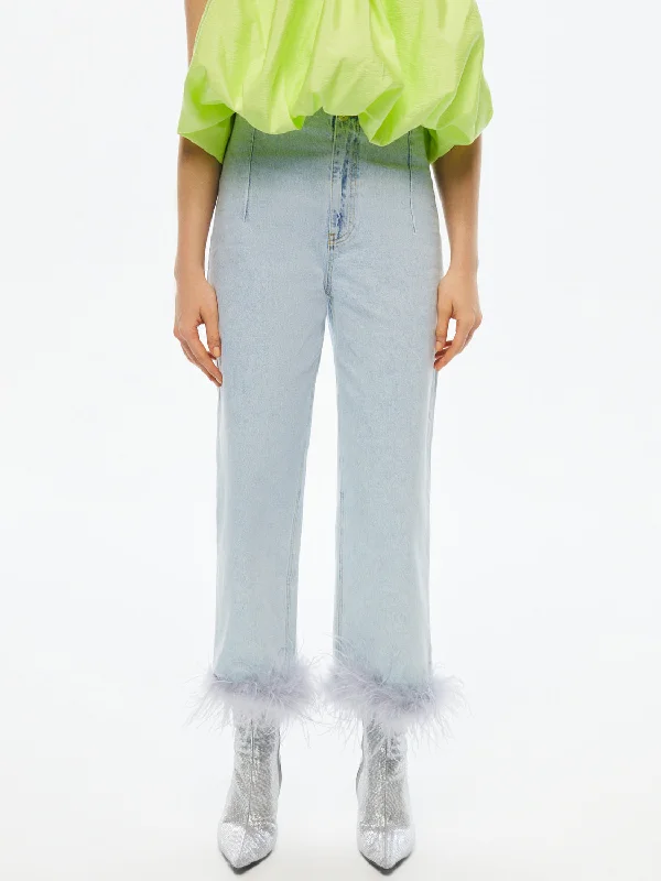 snug flare pants -Feather Boa Jeans