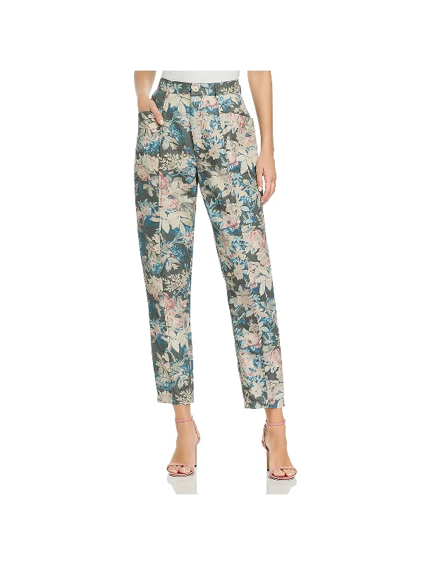 chalk flare pants -Fleur Foret Womens Linen Floral Pants