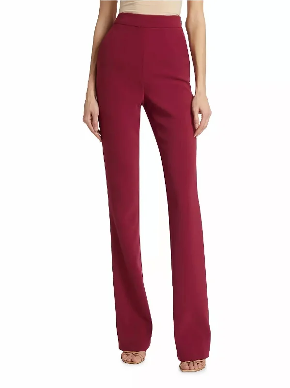 lilac cozy pants -High Rise Straight Leg Pants In Sangria