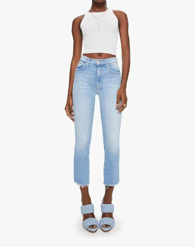 chalk edge pants -Insider Crop Step Fray Jeans In Bright Light Blue Wash