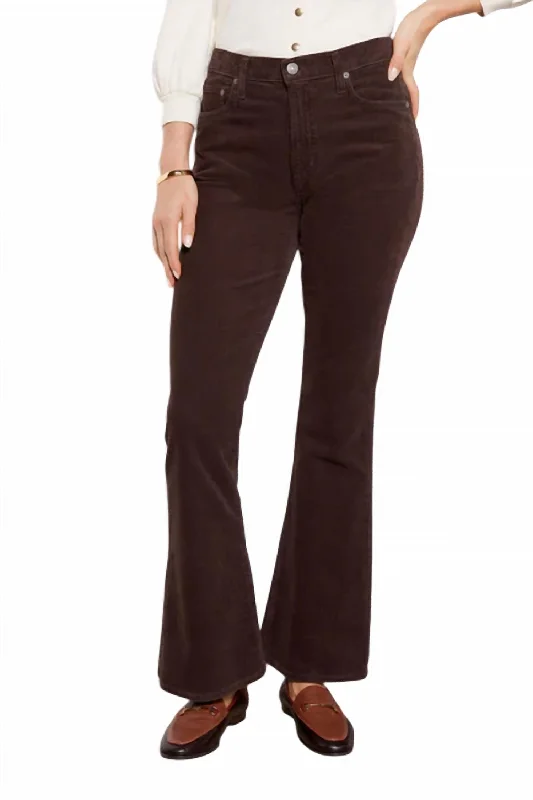 ombre tight pants -Isola Flare Corduroy Pants In Dark Brown