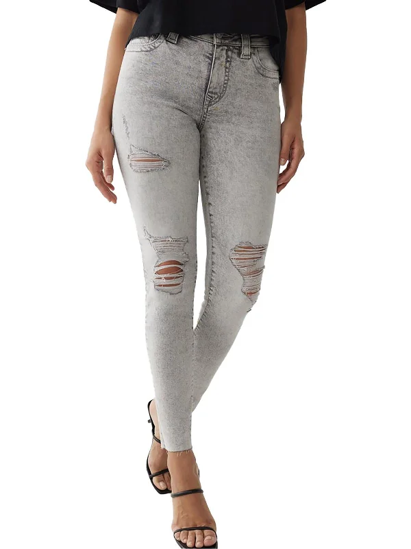 paprika pop pants -Jennie Curvy Womens Mid-Rise Destroyed Skinny Jeans