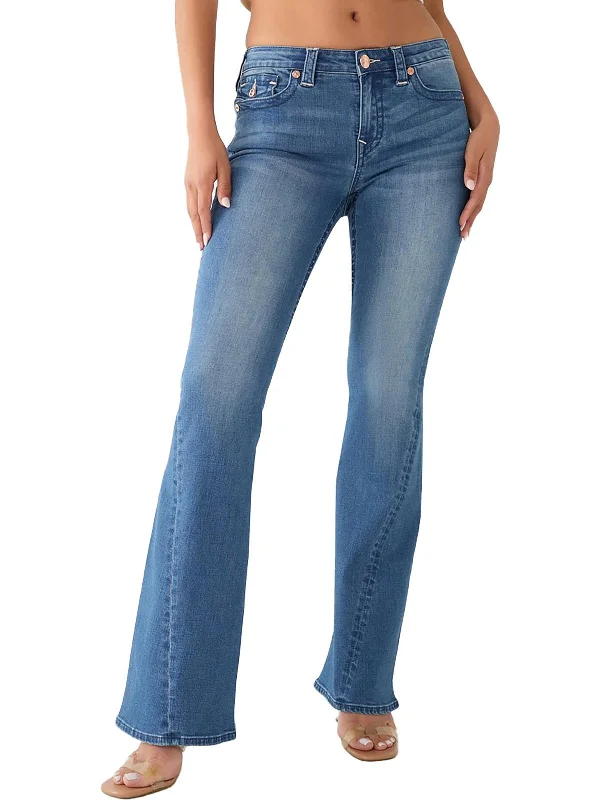 port soft pants -Joey Womens Mid-Rise Medium Wash Flare Jeans