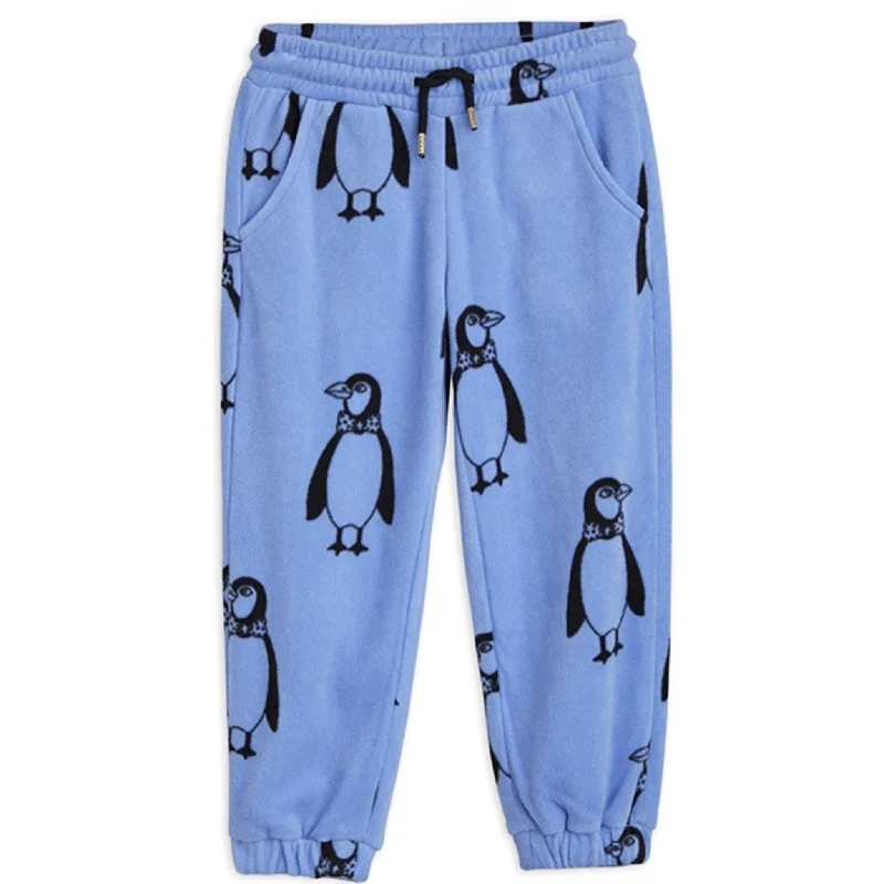 cheerful edge pants -Mini Rodini Penguin Fleece Sweatpants Blue