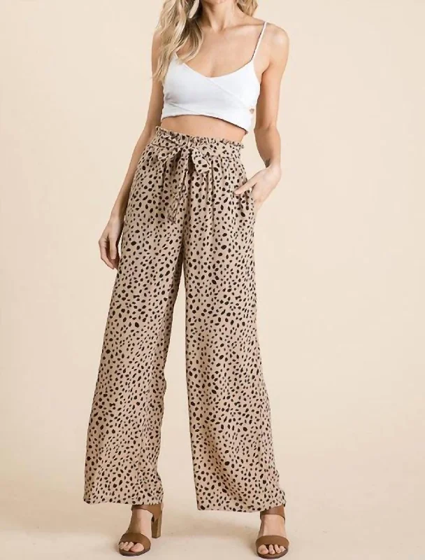 upcycled cozy pants -Paperbag Pants In Leopard