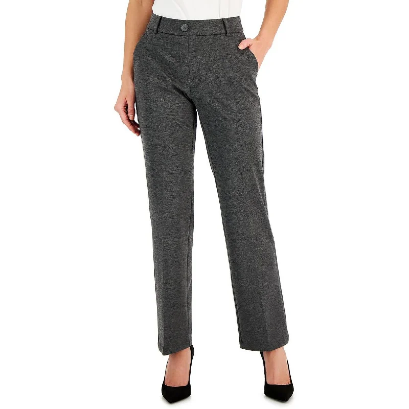 heavy flair pants -Petites Womens Faux Fly Office Wide Leg Pants