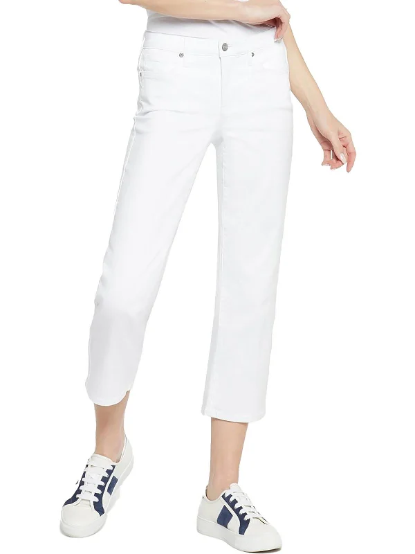 jade durable pants -Piper Womens Mid-Rise Relaxed Cropped Jeans