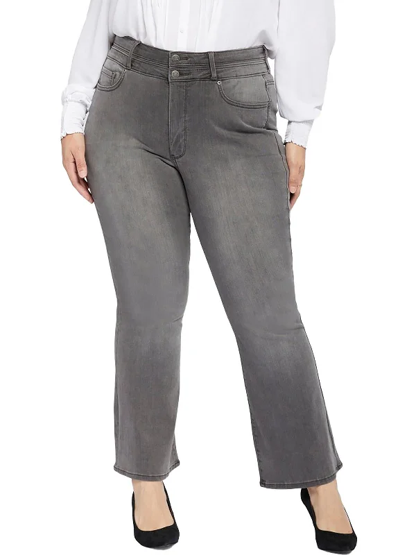 tie hardy pants -Plus Ava Womens High-Rise Slimming Flare Jeans