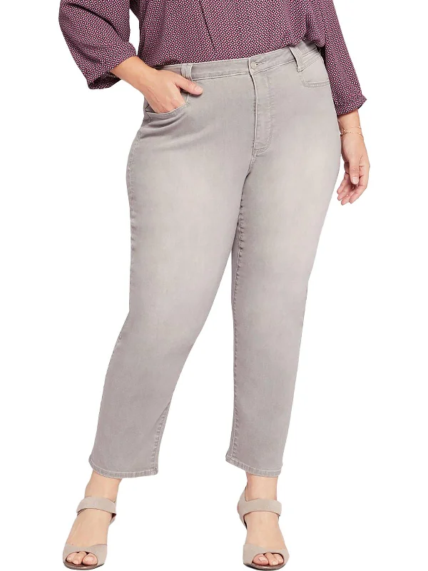 indigo dash pants -Plus Womens Relaxed Ankle Straight Leg Jeans