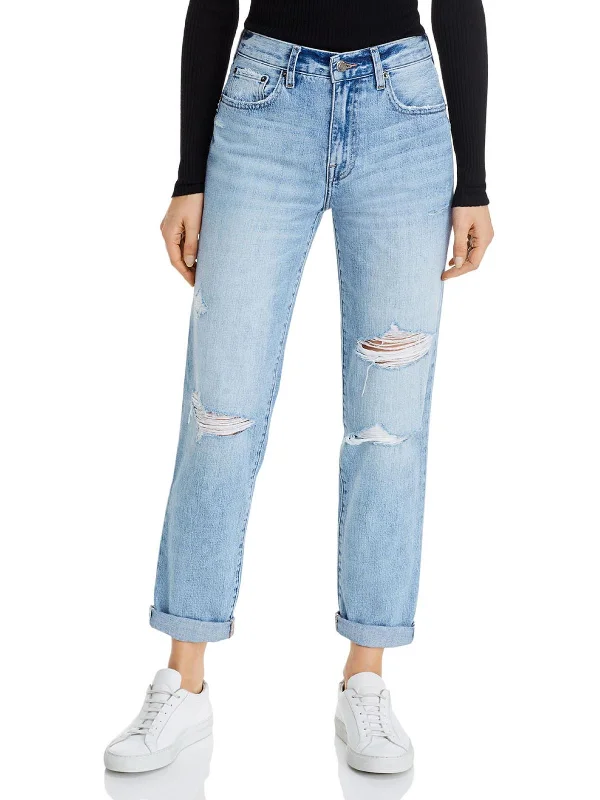 piped burst pants -Presley Womens Denim Light Wash Boyfriend Jeans