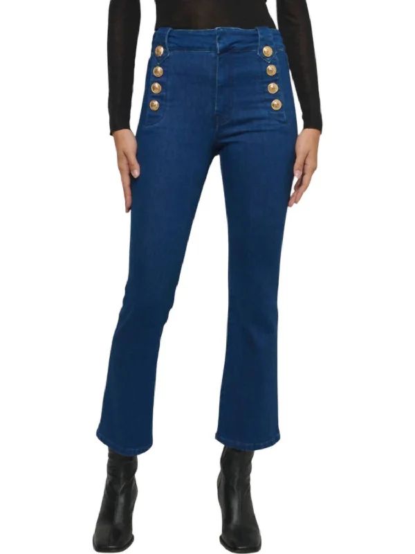 pine sleek pants -Robertson Crop Flare Jeans In Dark Wash