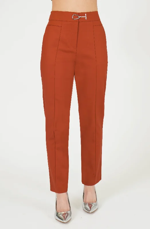 edge bold pants -Straight Leg Pant with Silver Buckle