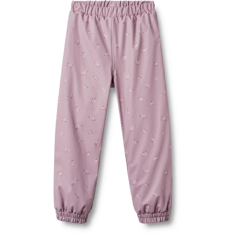 maternity flare pants -Wheat Soft Lilac Flowers Thermo Rain Pants Um