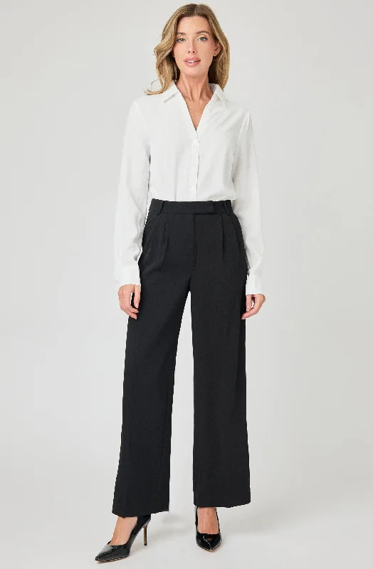 flare cozy pants -Wide Leg Trouser Pants with Side Pockets