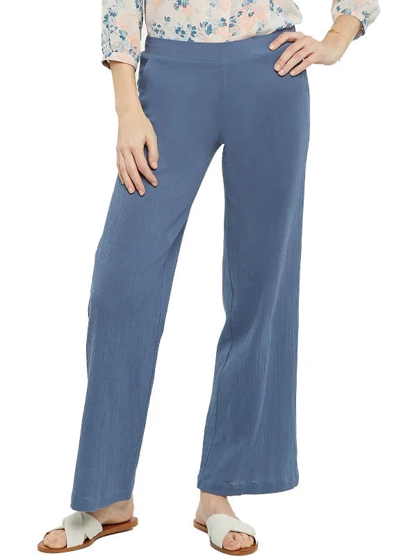 mid calm pants -Womens Cotton Pull On Straight Leg Pants