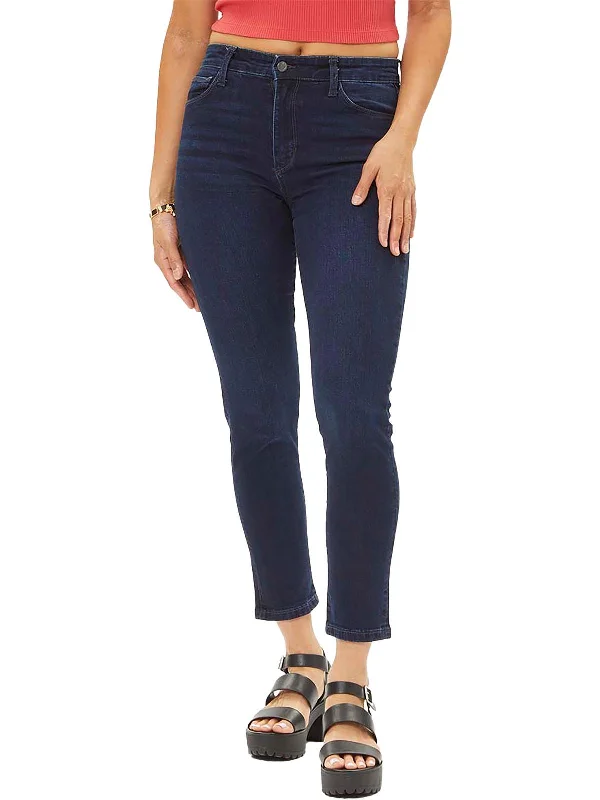 sleek pop pants -Womens Dark Wash Ankle Skinny Jeans