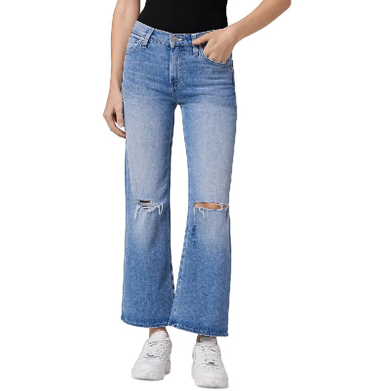 run sleek pants -Womens Distressed High Rise Wide Leg Jeans