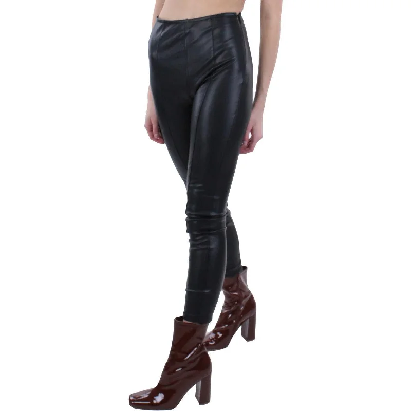 soft slant pants -Womens Faux Leather High Waist Skinny Pants