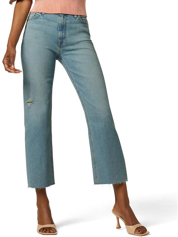 ocean airy pants -Womens High-Rise Distressed Wide Leg Jeans