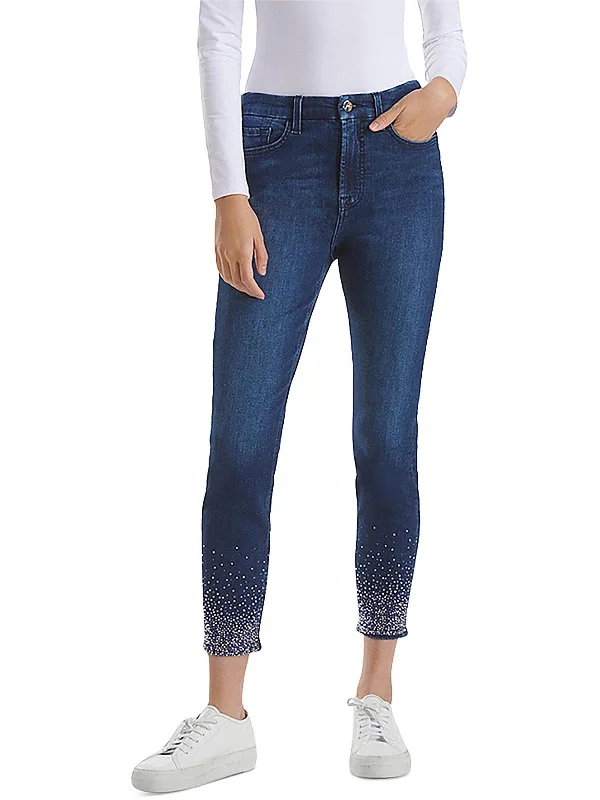 royal rest pants -Womens High Rise Embellsihed Skinny Jeans