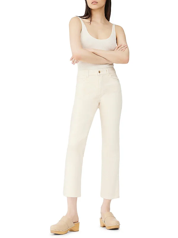 plus light pants -Womens High Rise Ribbed Straight Leg Jeans