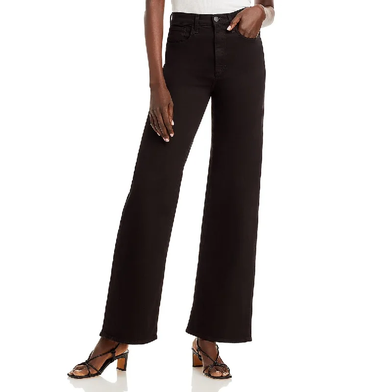 plus flare pants -Womens High Rise Solid Wide Leg Jeans