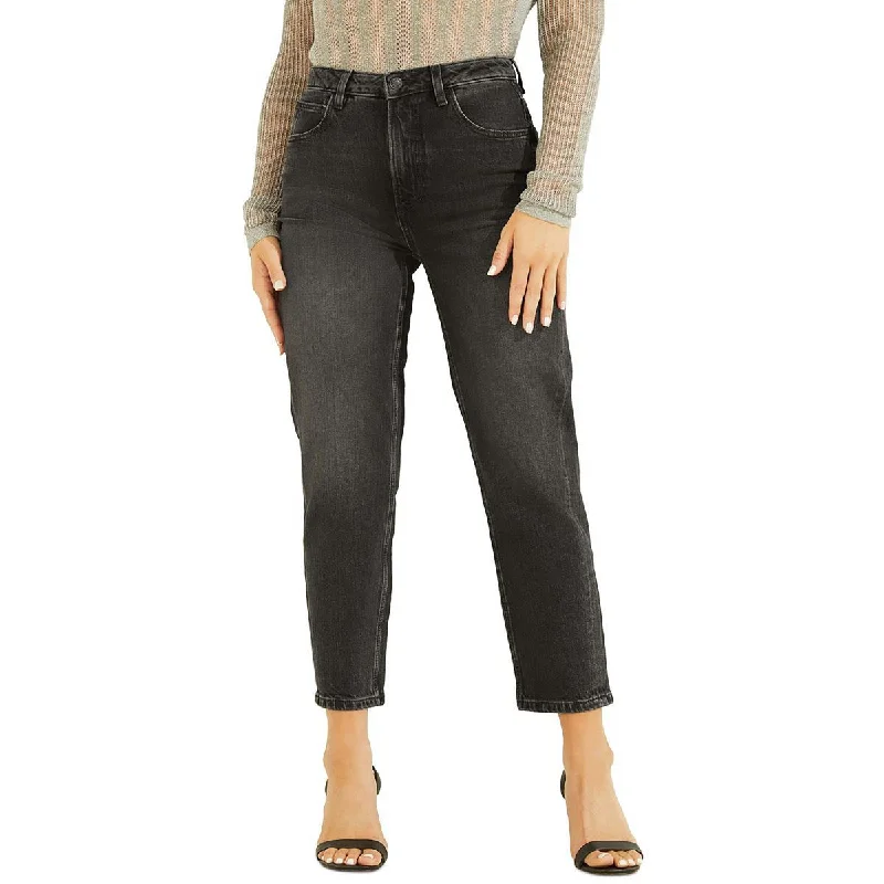 plus cozy pants -Womens High Rise Tapered Mom Jeans