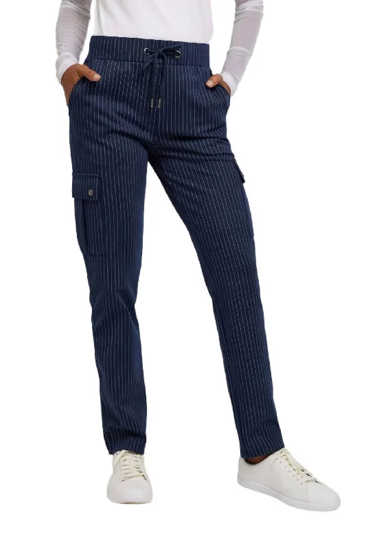 port rugged pants -Women's Indie Pinstripe Pant In Navy/white