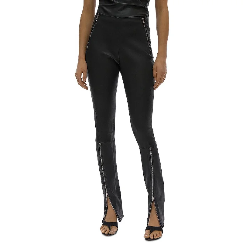 squad trim pants -Womens Lamb Leather Zip Dress Pants