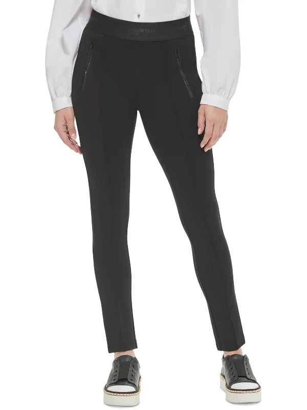 rose soft pants -Womens Logo Zip Detail Skinny Pants