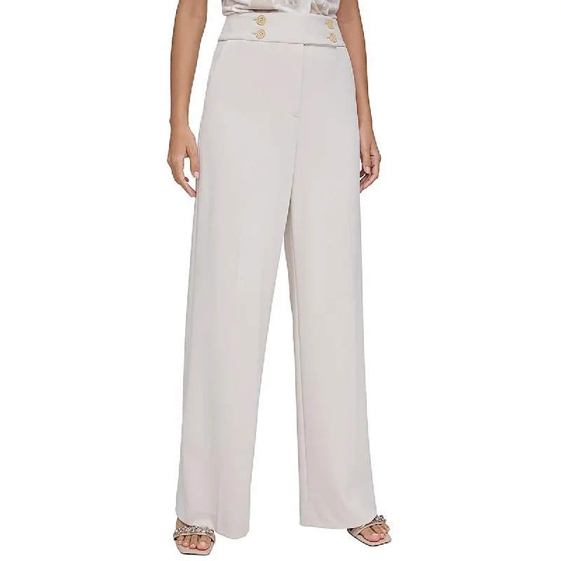 blush glow pants -Womens Pocketed High Rise Wide Leg Pants