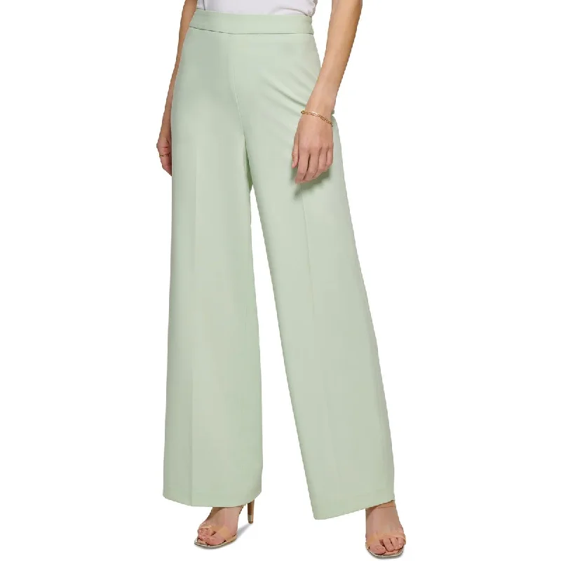 snap dash pants -Womens Pull On Stretch Wide Leg Pants