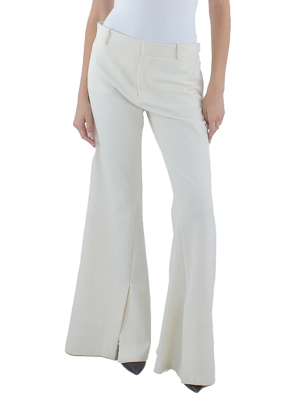 celery trim pants -Womens Slim Fit Split Hem Flared Pants