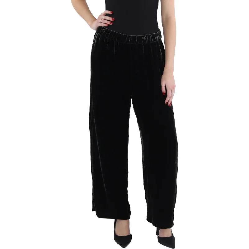 maternity flare pants -Womens Velvet Elastic Waist Ankle Pants