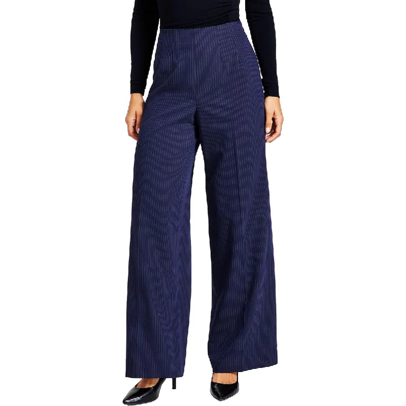 flap cozy pants -Womens Wide Leg Pin Strip Wide Leg Pants